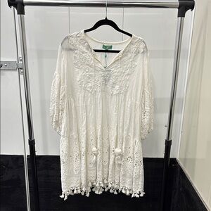 White Boxy Embellished Tunic